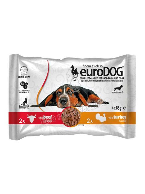 EURO DOG POUCH SMALL BREEDS DUO 4X85G MARH-PULYKA 
