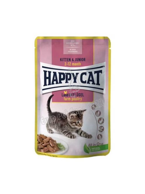 Happy Cat Kölyök és Junior macskaeledel 85 g Baromfi