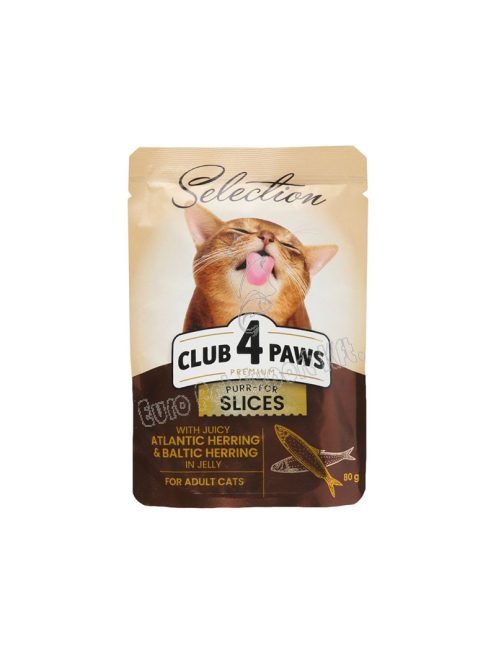 CLUB4PAWS CAT POUCH SELECT SLICES 80G HERING jelly