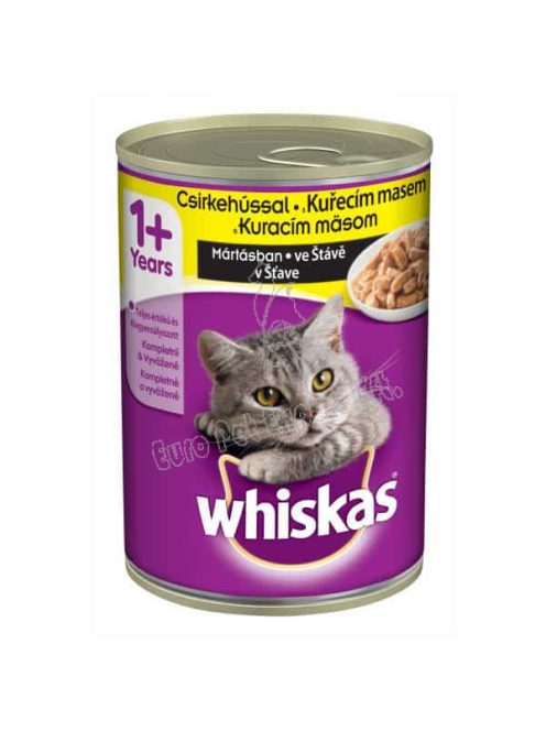 Whiskas konzerv csirkehússal mártásban felnőtt macskák számára 400g