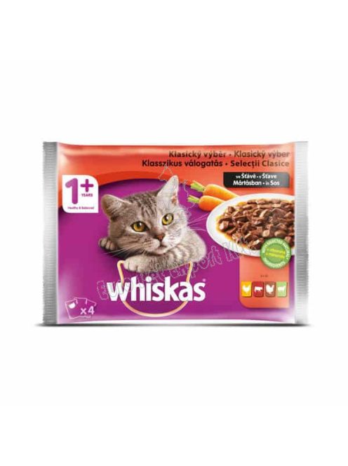 Whiskas tasakos klasszikus-zöldséges válogatás mártásban felnőtt macskák számára 4 x 100g