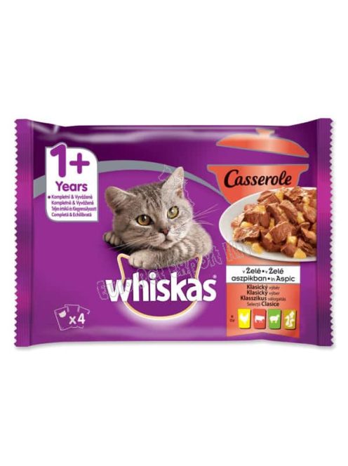 Whiskas Casserole tasakos klasszikus válogatás aszpikban felnőtt macskák számára 4 x 85g