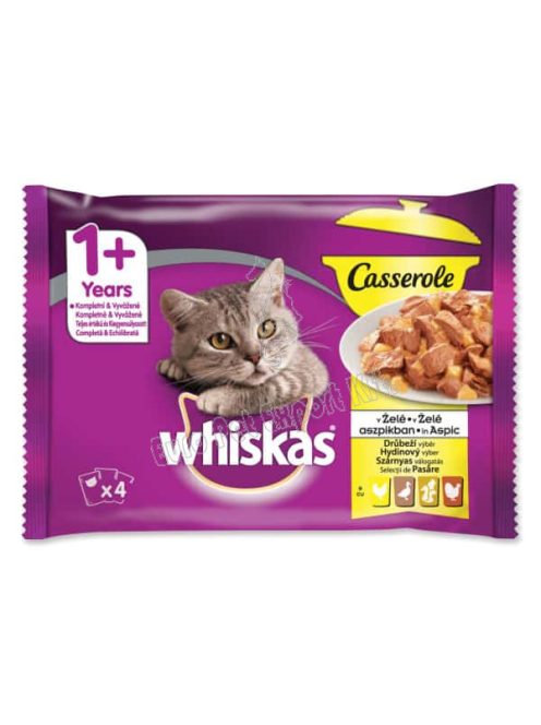 Whiskas Casserole tasakos szárnyas válogatás aszpikban felnőtt macskák számára 4 x 85g