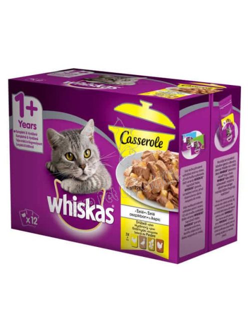 Whiskas Casserole tasakos szárnyas válogatás aszpikban felnőtt macskák számára 12 x 85g