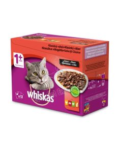 Whiskas tasakos húsos válogatás mártásban felnőtt macskák számára 12 x 100g