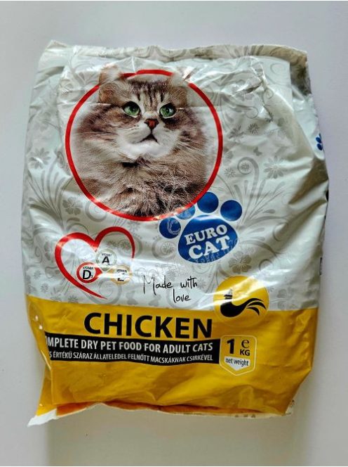 EURO CAT Száraz táp - csirkés 1kg (RAKLAPOS 1x500db)