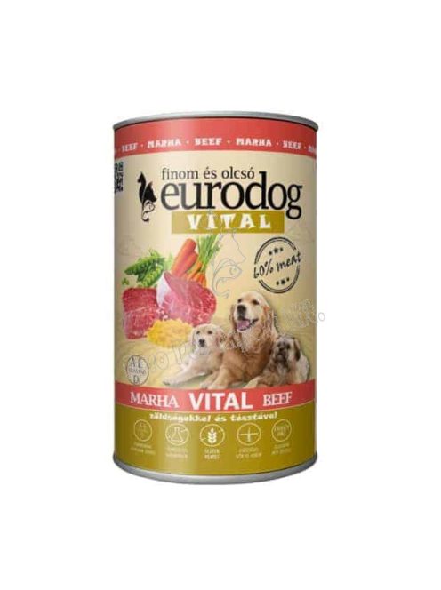 EURO DOG VITAL kutyakonzerv marhahússal 1240g