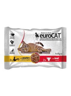 EURO CAT POUCH SZÓSZBAN DUO 4X85G SZÁRNY+MARHA