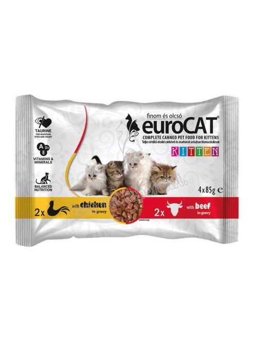 EURO CAT POUCH KITTEN DUO 4X85G CSIRKE-MARHA