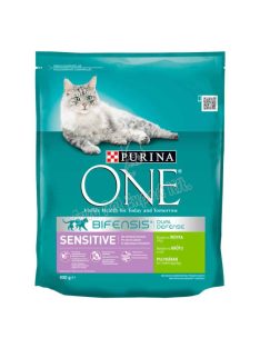   Purina One Sensitive pulykában és rizsben gazdag teljes értékű állateledel felnőtt macskáknak 800g