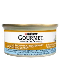   Gourmet Gold teljes értékű állateledel felnőtt macskáknak tengeri hallal szószban spenóttal 85g