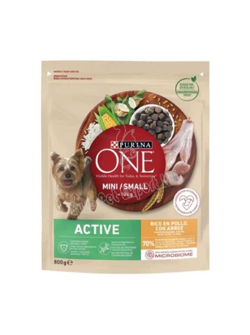 Purina One Mini/Small <10 kg Active csirkében gazdag kutyaeledel rizzsel 800g