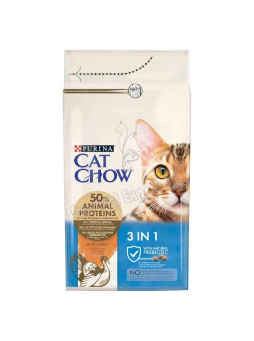 Cat Chow 3-in-1 pulykában gazdag száraz macskaeledel 1,5kg