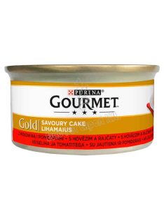   Gourmet Gold teljes értékű állateledel felnőtt macskák számára marhahússal és paradicsommal 85g