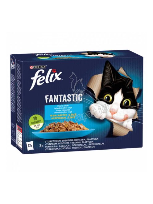 Felix Fantastic Halas Válogatás aszpikban nedves macskaeledel 12 x 85g (1,02kg)