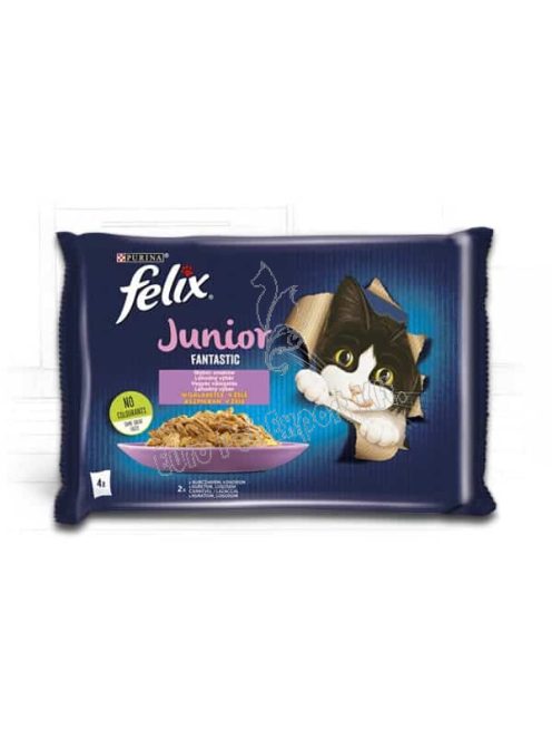 FELIX FANTASTIC Junior Multipack - csirke és lazac zselében 4x85g