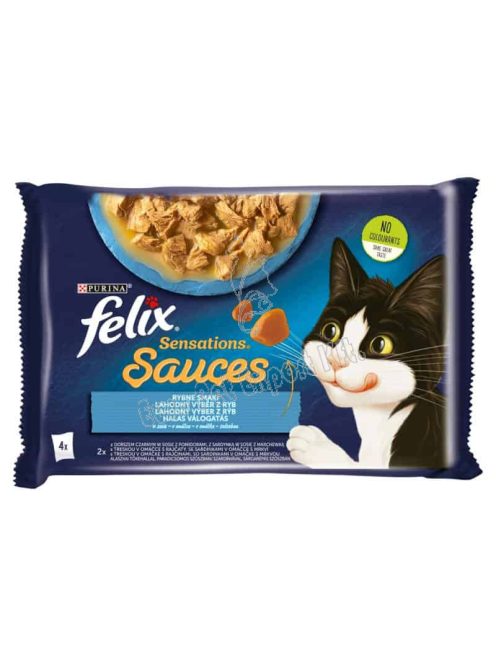 Felix Sensations Sauces Halas Válogatás szószban nedves macskaeledel 4 x 85g (340g)