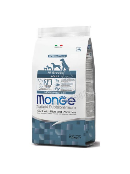 MONGE DOG Monoprotein All Breeds Pisztráng rizzsel és burgonyával 2,5Kg
