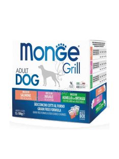 MONGE Dog Grill Multi box Lazac-Sertés-Bárány 12x100g