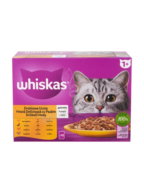 WHISKAS POUCH SZÁRNYAS VÁLOGATÁS 12X85G ASZPIKBAN