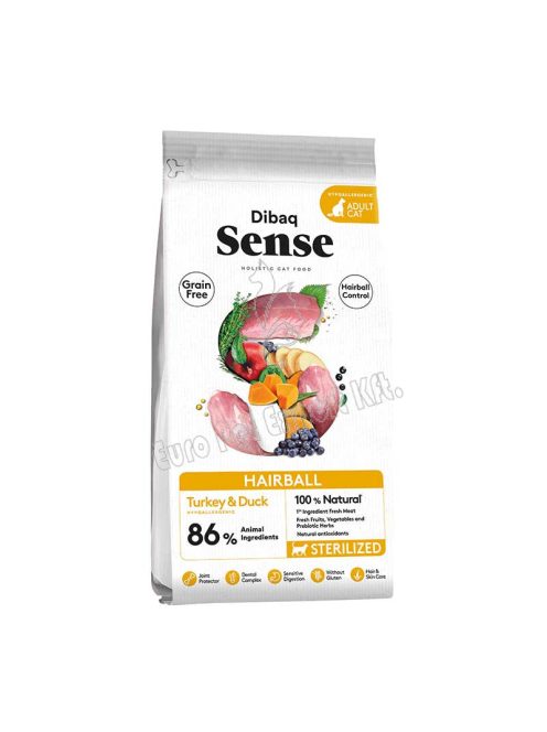 Dibaq Sense CAT Grain Free HAIRBALL 6 kg Kacsa-Pulyka
