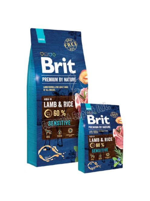 Brit Premium Sensitive Minden méretű felnőtt kutyának - bárány és rizs 15kg
