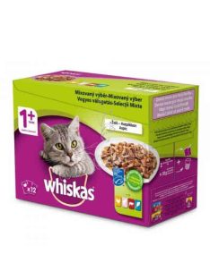 WHISKAS alutasakos macskaeledel húsos-halas válogatás 12x100g